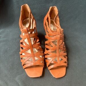 Tan gladiator-style strappy sandals size 6.5
